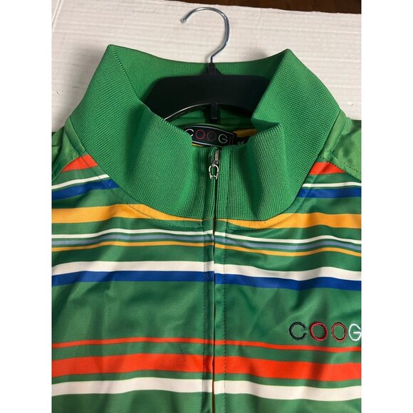Vintage Coogi Mens 5XL Track Jacket Green & Yellow Striped Full-Zip retro - Picture 8 of 16